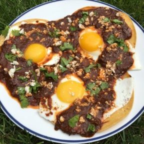 Gluten-free Huevos Rancheros with 3 tortillas